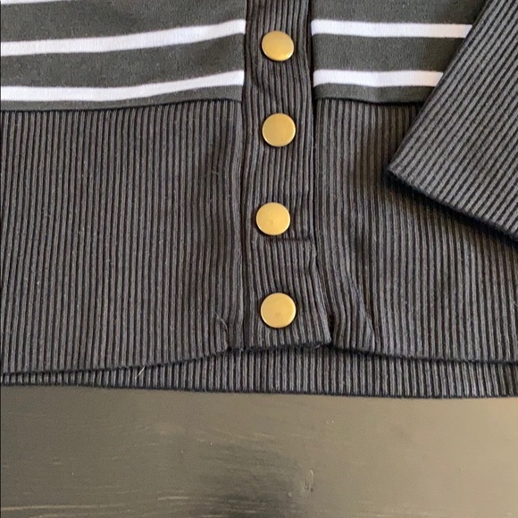 Black with white stripes snap front cardigan - Picture 4 of 9